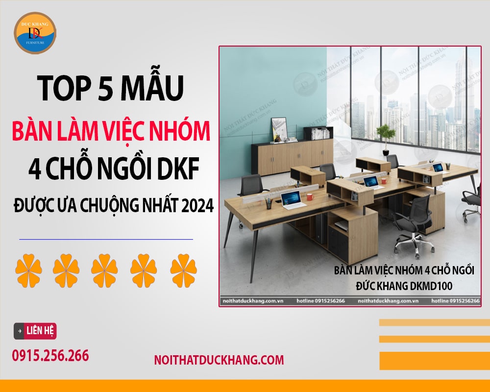 Bàn làm việc nhóm 4 chỗ ngồi Đức Khang DKMD100