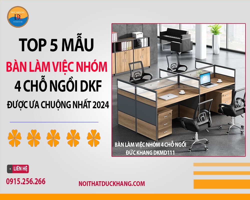 Bàn làm việc nhóm 4 chỗ ngồi Đức Khang DKMD111