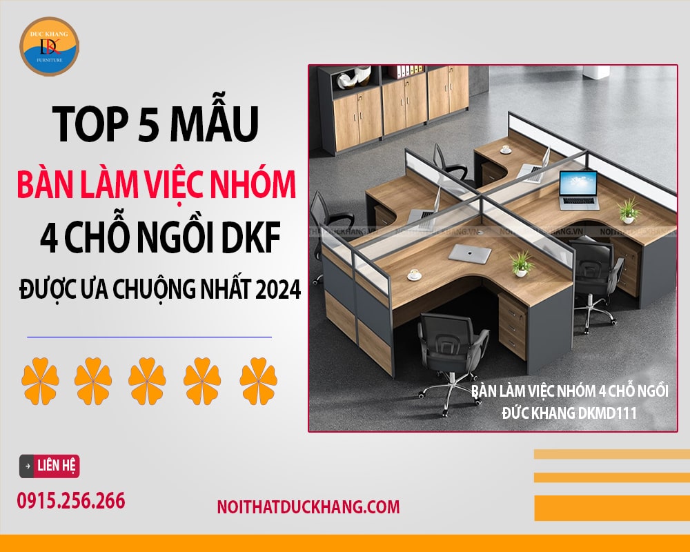 Bàn làm việc nhóm 4 chỗ ngồi Đức Khang DKMD111