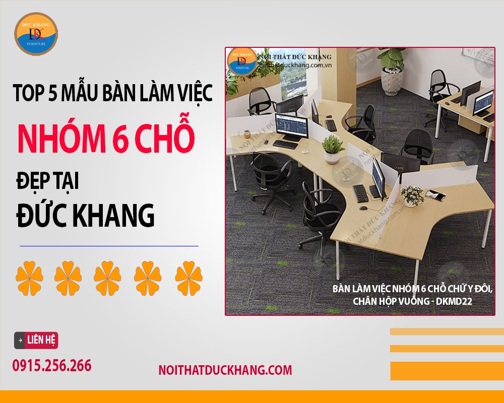 Bàn làm việc nhóm 6 chỗ chữ Y đôi - DKMD22