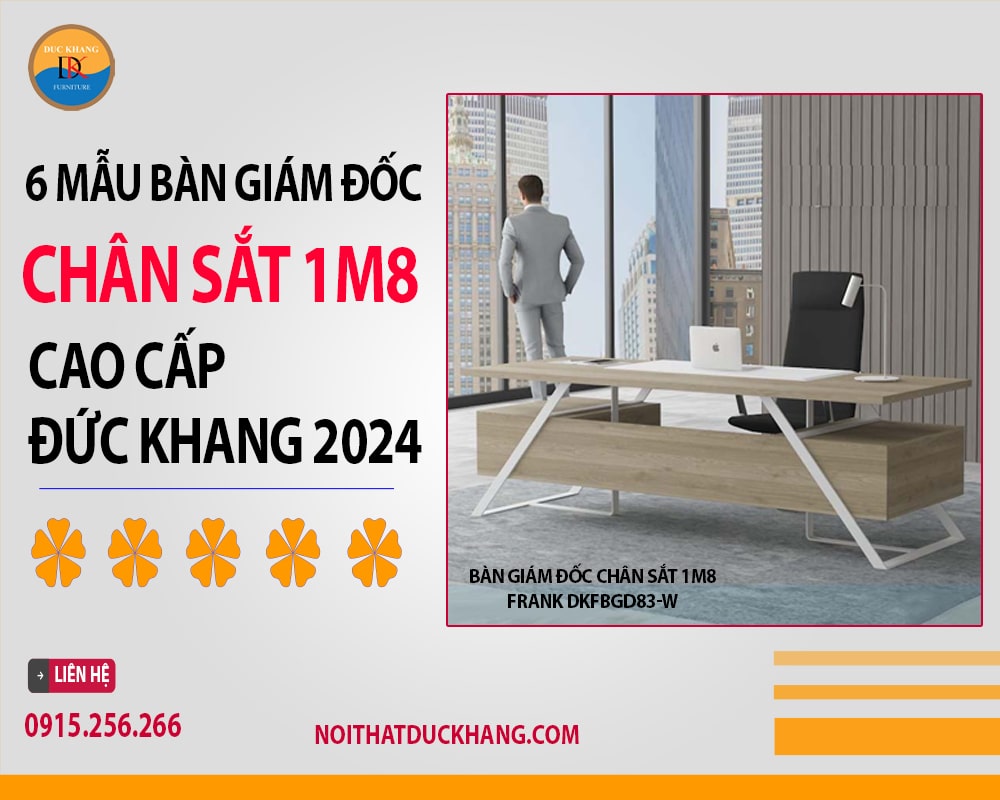 Bàn giám đốc chân sắt 1m8 Frank DKFBGD83-W