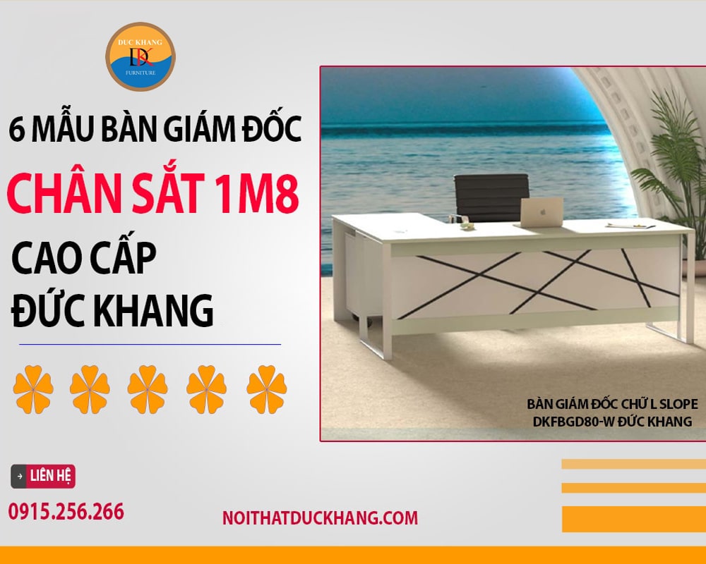Bàn giám đốc chữ L Slope DKFBGD80-W Đức Khang Bàn giám đốc chữ L Slope DKFBGD80-W Đức Khang