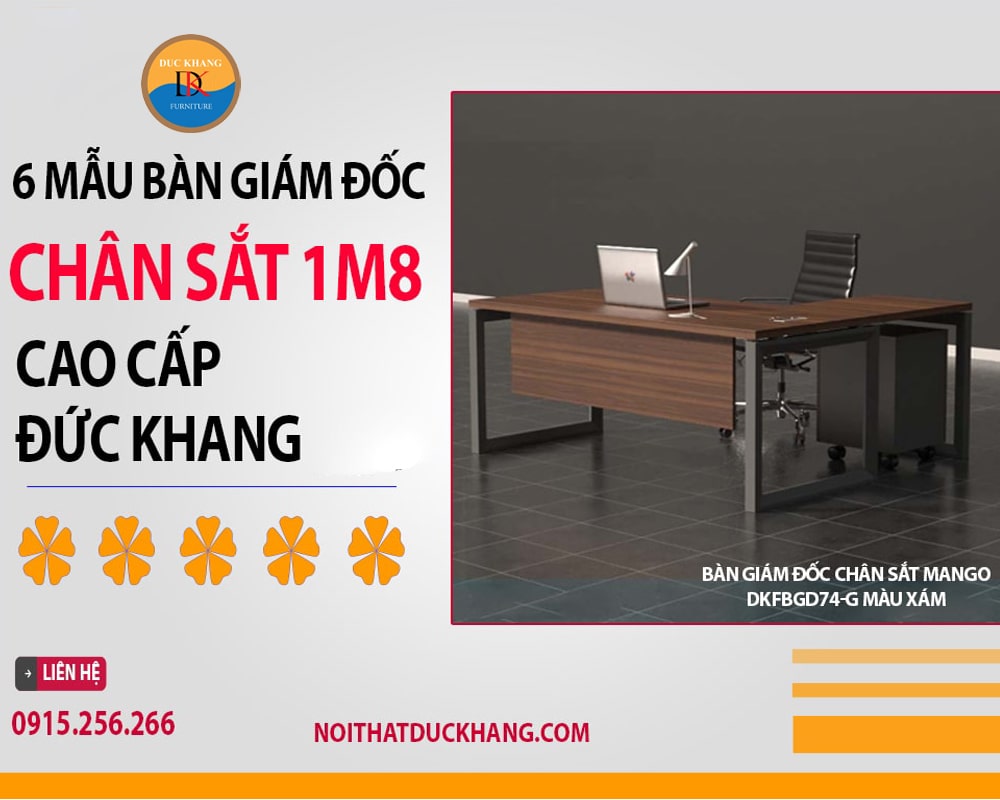 Bàn giám đốc chân sắt Mango DKFBGD74-G màu xám Bàn giám đốc chân sắt Mango DKFBGD74-G màu xám