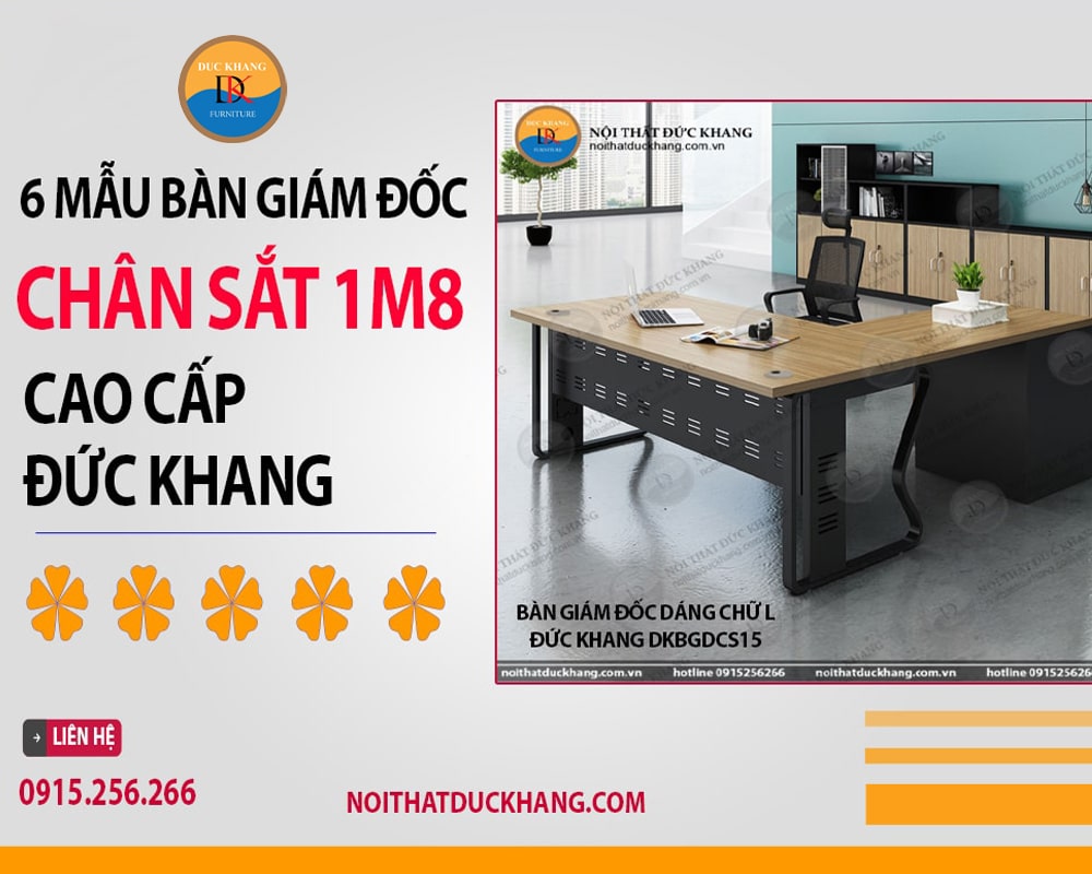 Bàn giám đốc dáng chữ L Đức Khang DKBGDCS15 Bàn giám đốc dáng chữ L Đức Khang DKBGDCS15