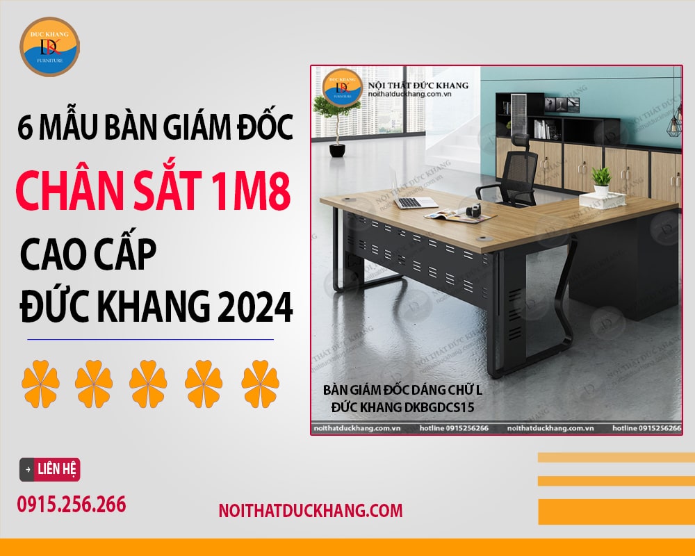 Bàn giám đốc dáng chữ L Đức Khang DKBGDCS15