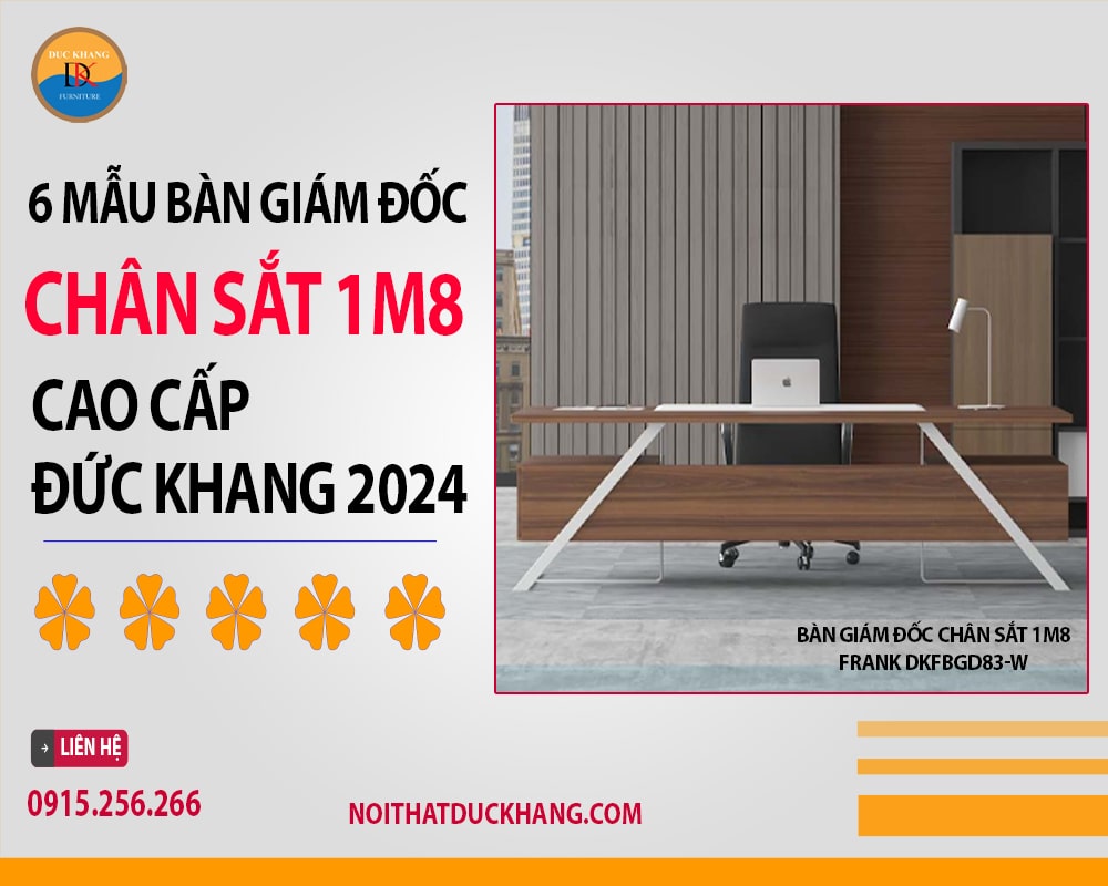 Bàn giám đốc chân sắt 1m8 Frank DKFBGD83-W