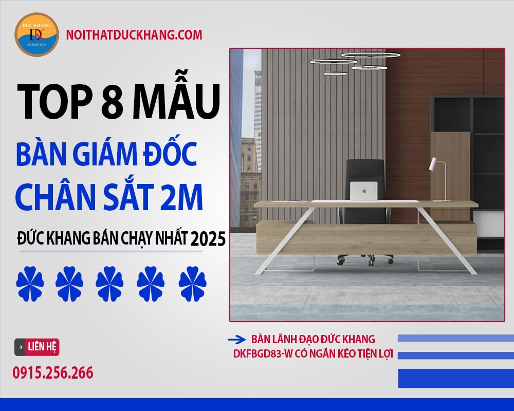Bàn lãnh đạo Đức Khang DKFBGD83-W có ngăn kéo tiện lợi Bàn lãnh đạo Đức Khang DKFBGD83-W có ngăn kéo tiện lợi