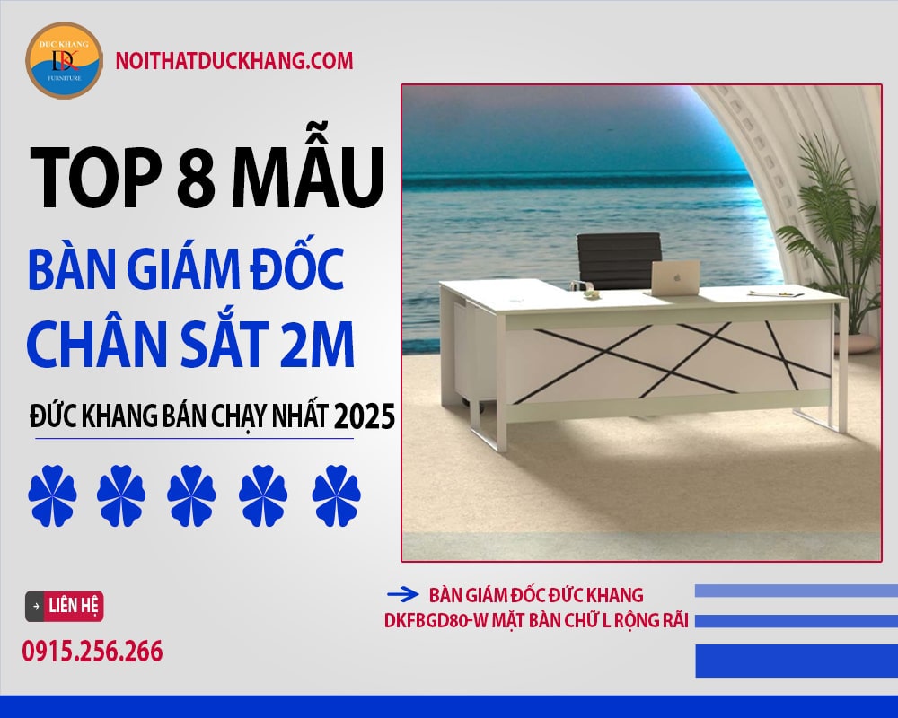 Bàn giám đốc Đức Khang DKFBGD80-W mặt bàn chữ L rộng rãi Bàn giám đốc Đức Khang DKFBGD80-W mặt bàn chữ L rộng rãi