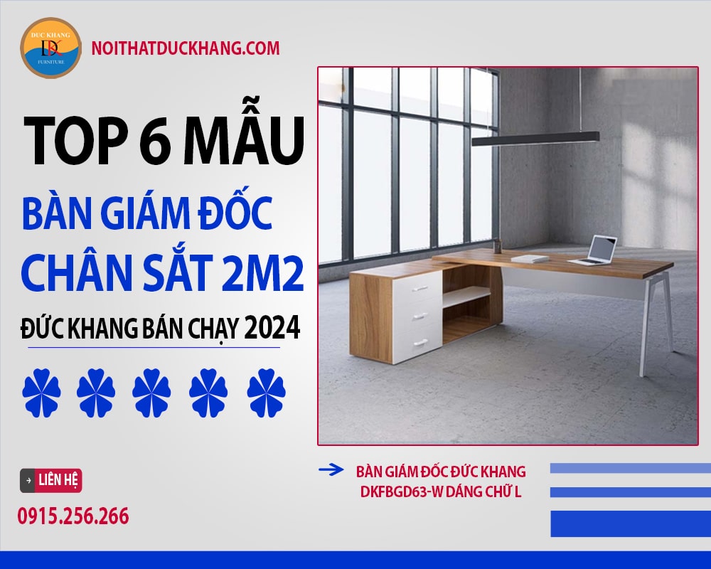 Bàn giám đốc Đức Khang DKFBGD63-W dáng chữ L