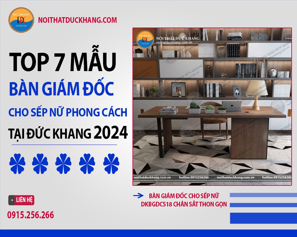 Bàn giám đốc cho sếp nữ DKBGDCS18 chân sắt thon gọn