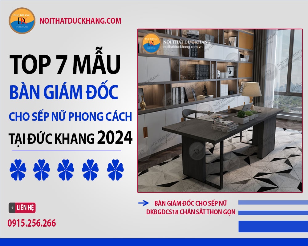 Bàn giám đốc cho sếp nữ DKBGDCS18 chân sắt thon gọn