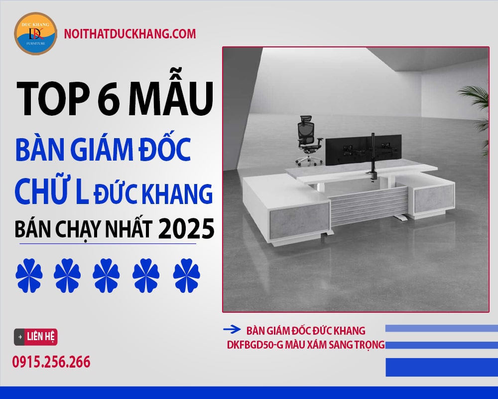 Bàn giám đốc Đức Khang DKFBGD50-G màu xám sang trọng Bàn giám đốc Đức Khang DKFBGD50-G màu xám sang trọng
