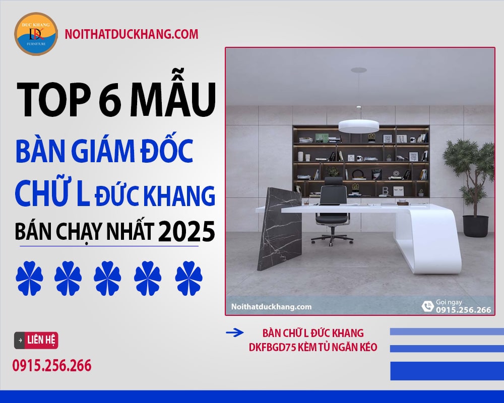 Bàn chữ L Đức Khang DKFBGD75 kèm tủ ngăn kéo Bàn chữ L Đức Khang DKFBGD75 kèm tủ ngăn kéo