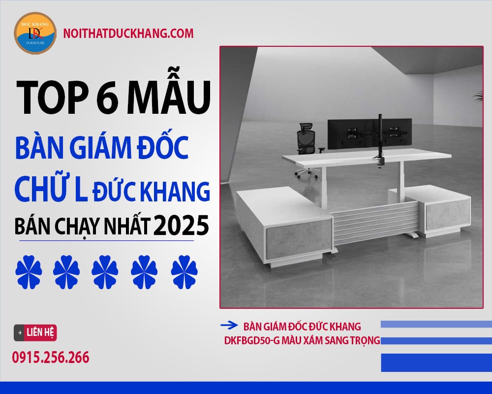 Bàn giám đốc Đức Khang DKFBGD50-G màu xám sang trọng Bàn giám đốc Đức Khang DKFBGD50-G màu xám sang trọng