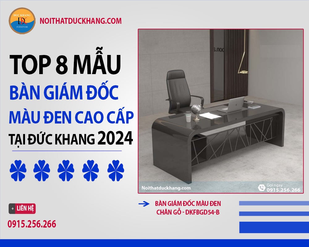 Bàn giám đốc màu đen chân gỗ - DKFBGD54-B