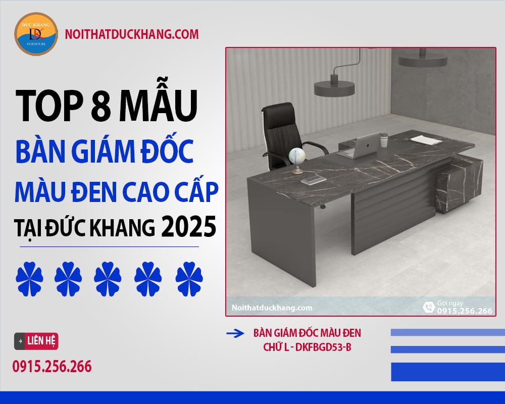 Bàn giám đốc màu đen chữ L - DKFBGD53-B Bàn giám đốc màu đen chữ L - DKFBGD53-B