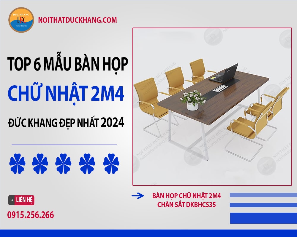 Bàn họp chữ nhật 2m4 chân sắt DKBHCS35