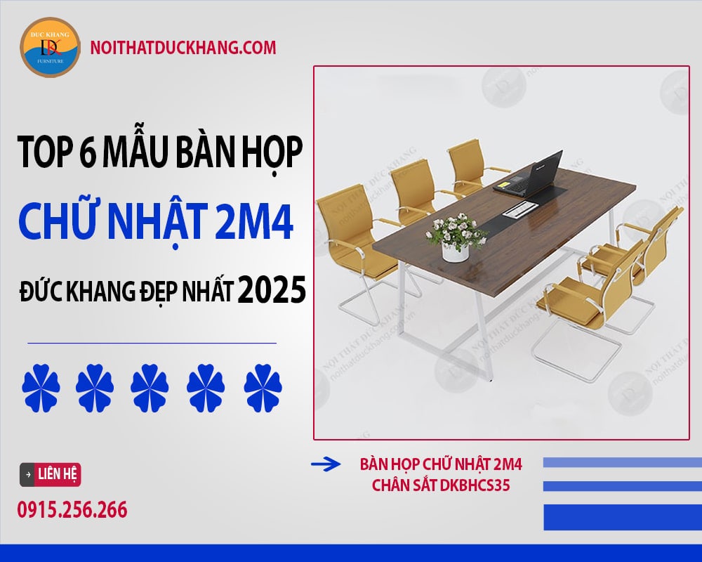 Bàn họp chữ nhật 2m4 chân sắt DKBHCS35