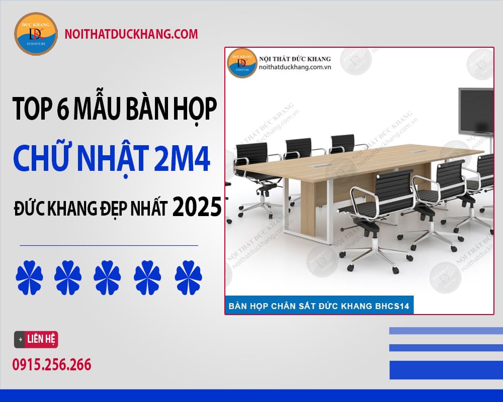 Bàn họp chữ nhật 2m4 DKBHCS14 cao cấp Đức Khang