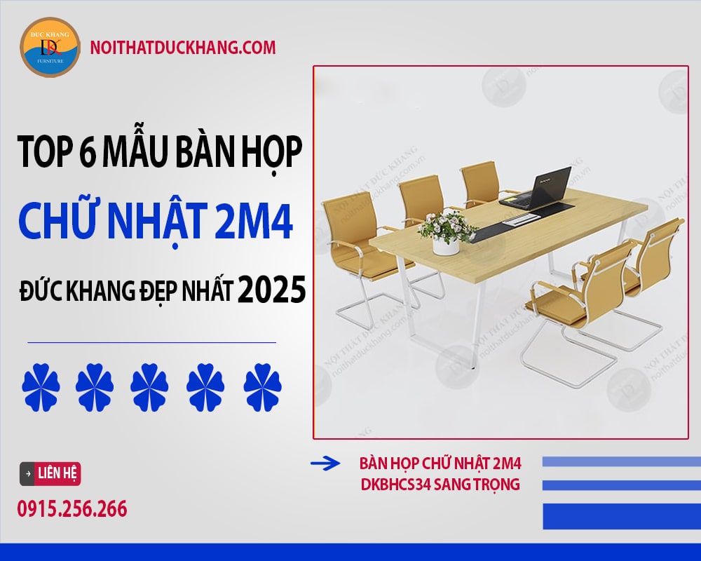 Bàn họp chữ nhật 2m4 DKBHCS34 sang trọng