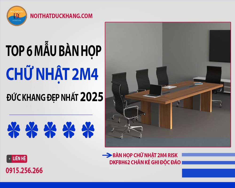 Bàn họp chữ nhật 2m4 Risk DKFBH62 chân kẻ ghi độc đáo