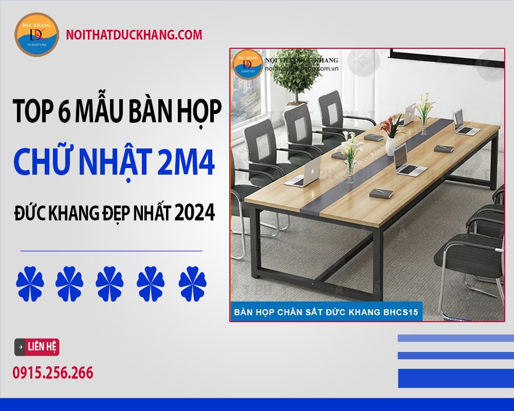 Bàn họp chữ nhật 2m4 Đức Khang DKBHCS15