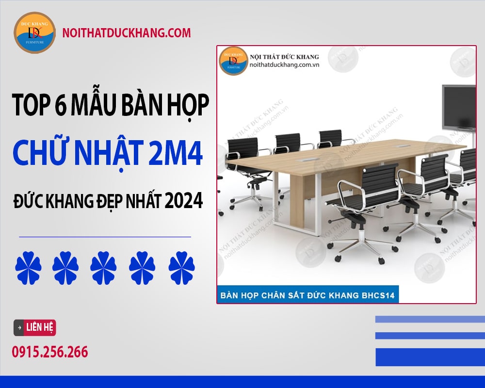 Bàn họp chữ nhật 2m4 DKBHCS14 cao cấp Đức Khang