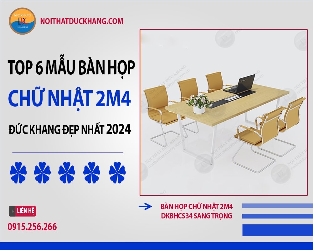 Bàn họp chữ nhật 2m4 DKBHCS34 sang trọng