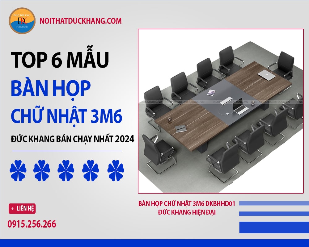 Bàn họp chữ nhật 3m6 DKBHHD01 Đức Khang hiện đại