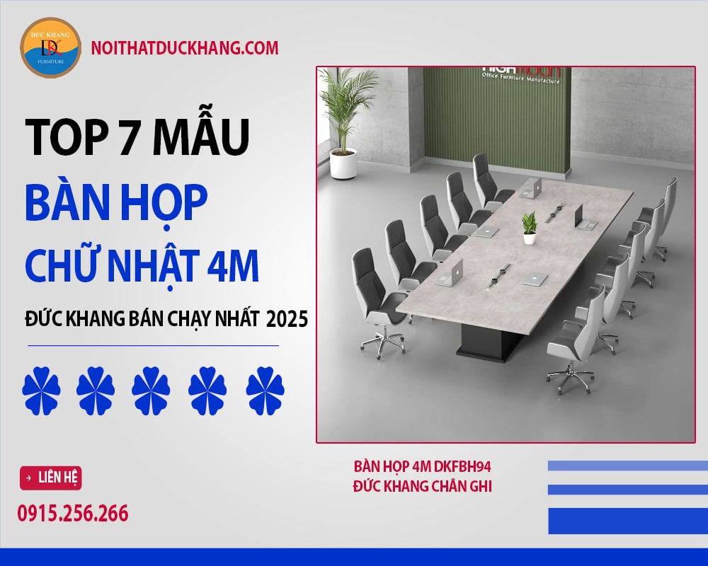 Bàn họp chữ nhật 4m DKFBH94 Đức Khang chân ghi