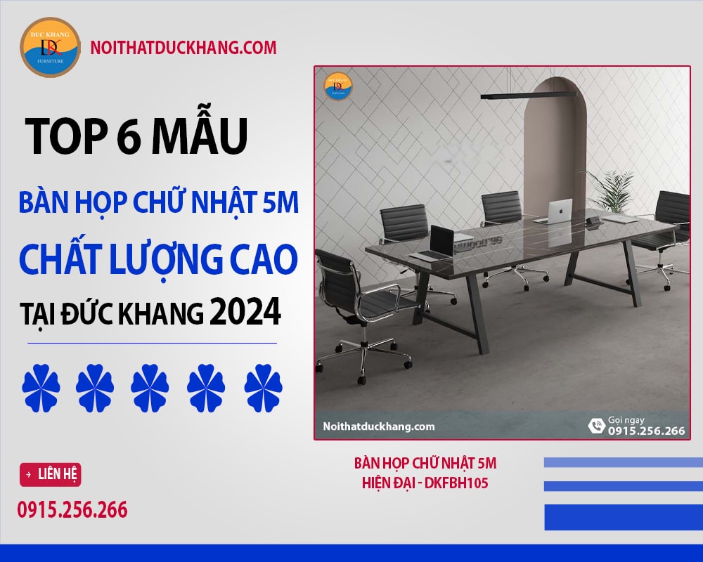 Bàn họp chữ nhật 5m hiện đại -DKFBH105