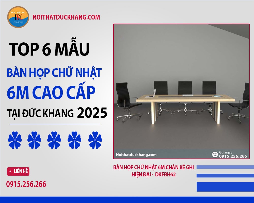 Bàn họp chữ nhật 6m chân kẻ ghi hiện đại - DKFBH62 Bàn họp chữ nhật 6m chân kẻ ghi hiện đại - DKFBH62