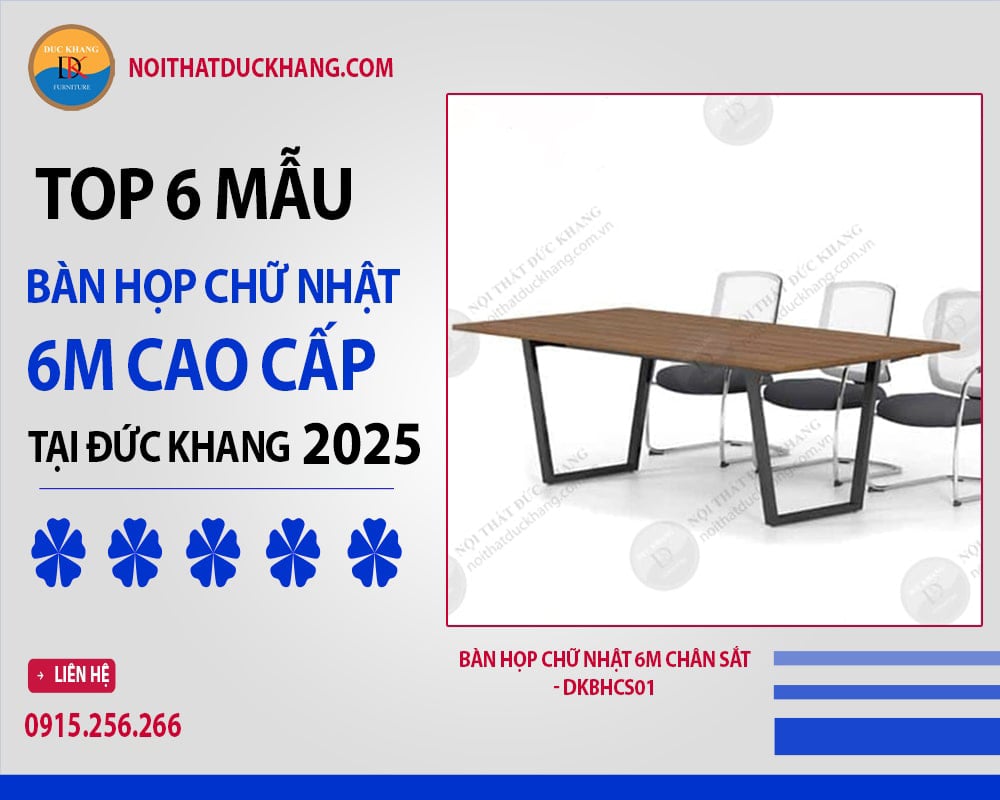 Bàn họp chữ nhật 6m chân sắt - DKBHCS01 Bàn họp chữ nhật 6m chân sắt - DKBHCS01