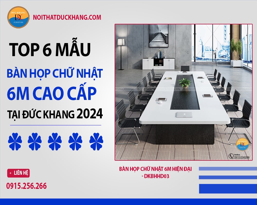 Bàn họp chữ nhật 6m hiện đại - DKBHHD03