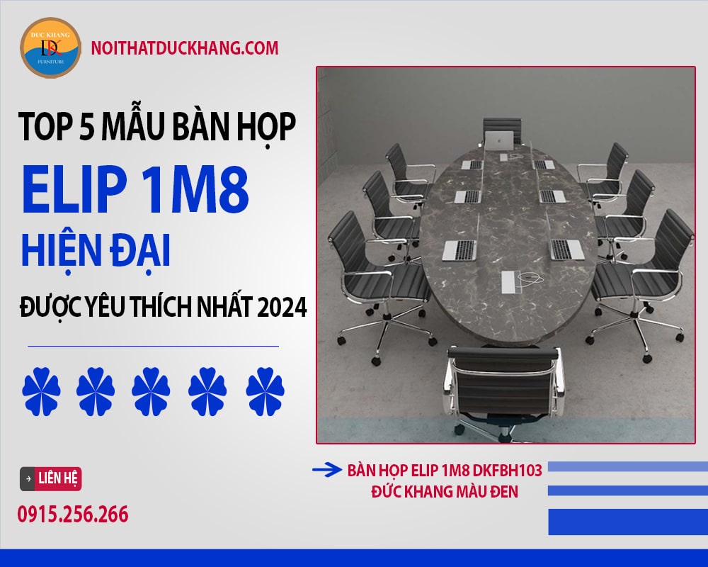 Bàn họp elip 1m8 DKFBH103 Đức Khang màu đen