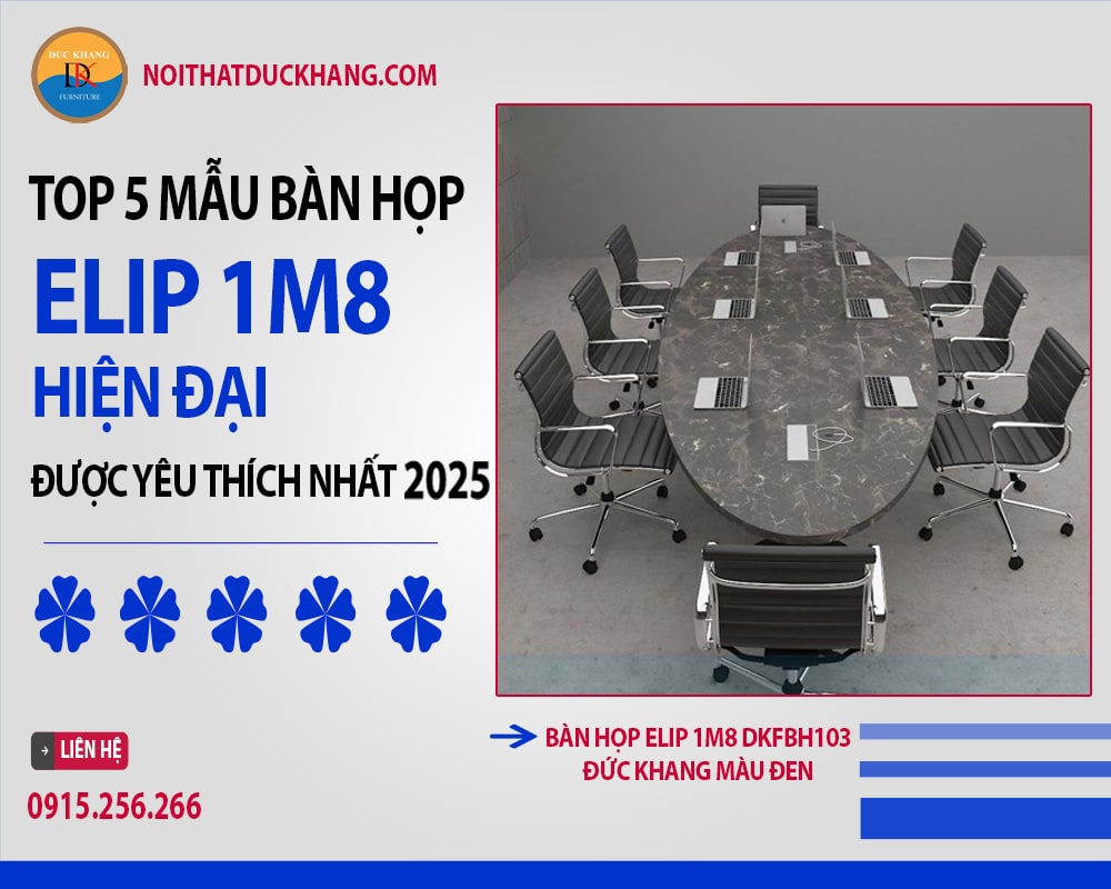 Bàn họp elip 1m8 DKFBH103 Đức Khang màu đen Bàn họp elip 1m8 DKFBH103 Đức Khang màu đen