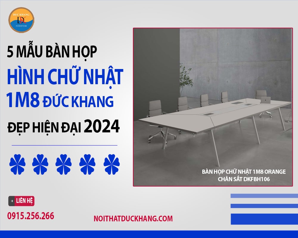 Bàn họp chữ nhật 1m8 Orange chân sắt DKFBH106