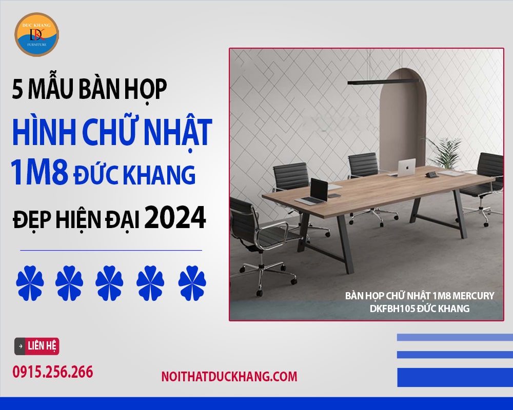 Bàn họp chữ nhật 1m8 Mercury DKFBH105 Đức Khang