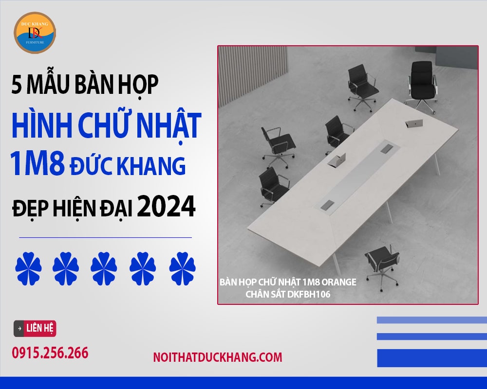 Bàn họp chữ nhật 1m8 Orange chân sắt DKFBH106