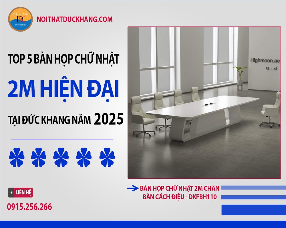 Bàn họp chữ nhật 2m chân bàn cách điệu - DKFBH110