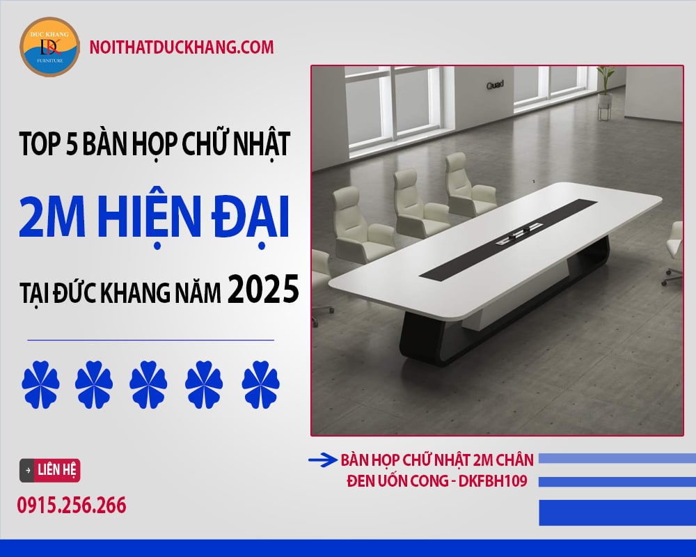 Bàn họp chữ nhật 2m chân đen uốn cong - DKFBH109