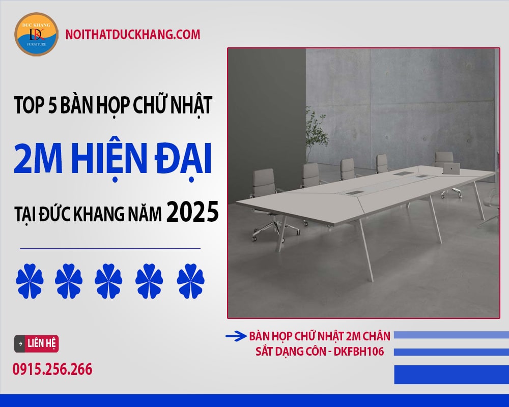 Bàn họp chữ nhật 2m chân sắt dạng côn - DKFBH106