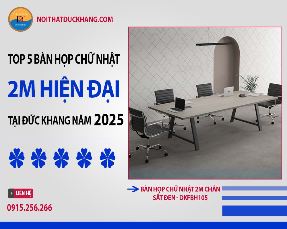Bàn họp chữ nhật 2m chân sắt đen - DKFBH105