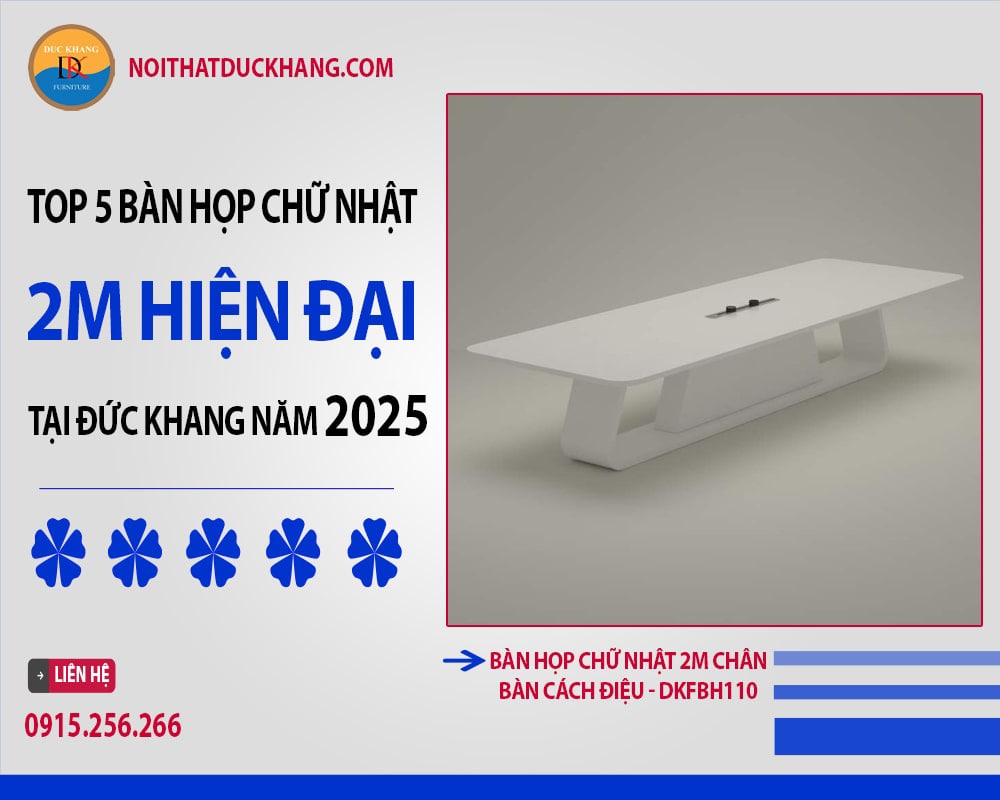 Bàn họp chữ nhật 2m chân bàn cách điệu - DKFBH110