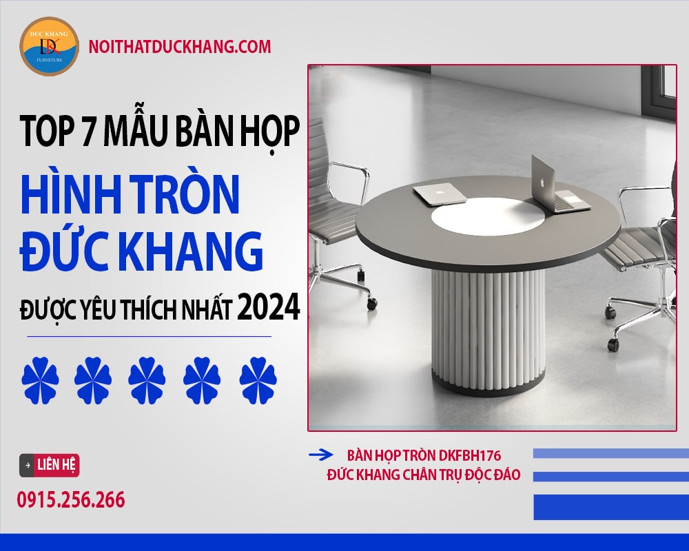 Bàn họp tròn DKFBH176 Đức Khang chân trụ độc đáo