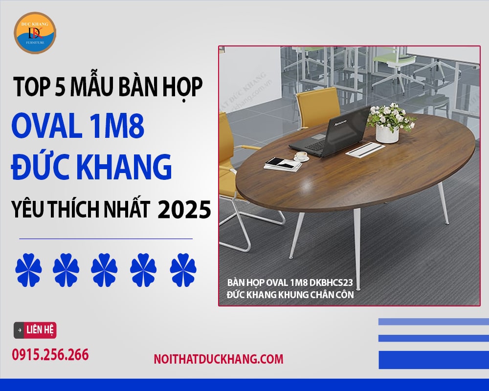 Bàn họp oval 1m8 DKBHCS23 Đức Khang khung chân côn
