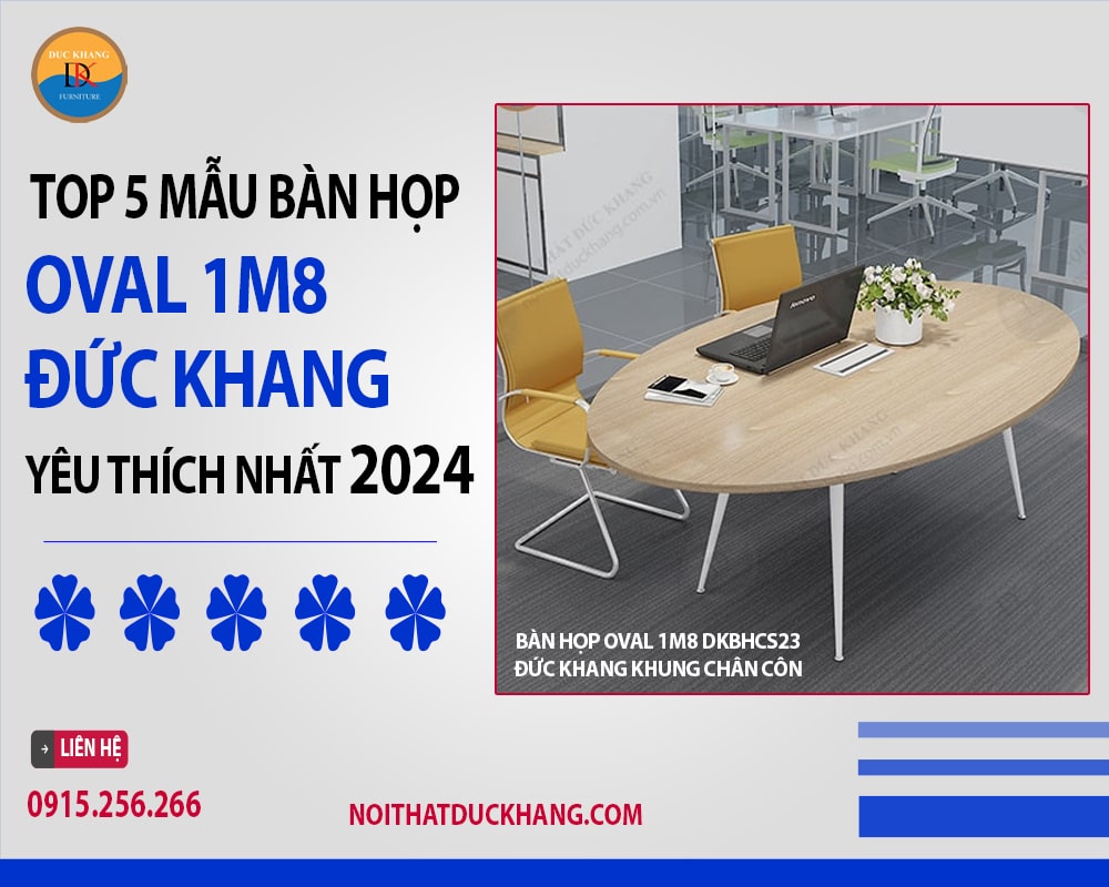 Bàn họp oval 1m8 DKBHCS23 Đức Khang khung chân côn