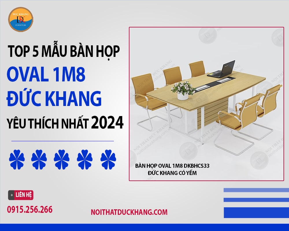 Bàn họp oval 1m8 DKBHCS33  Đức Khang có yếm