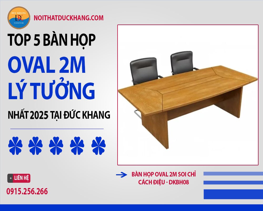 Bàn họp Oval 2m soi chỉ cách điệu - DKBH08