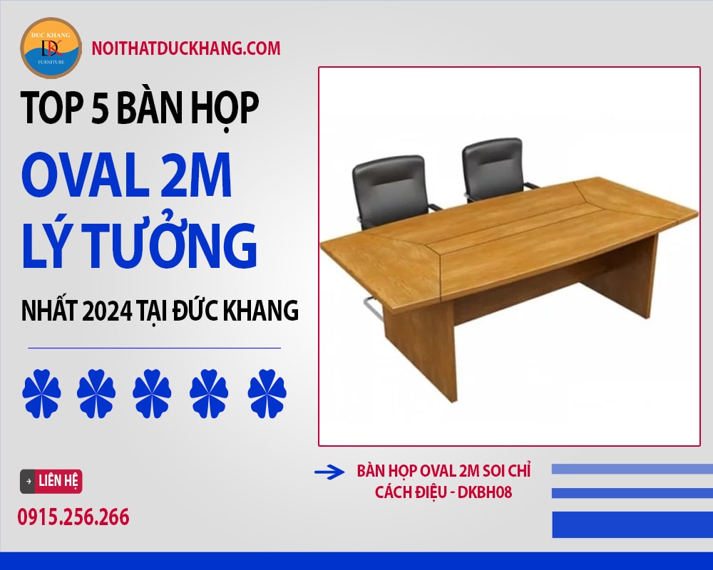 Bàn họp Oval 2m soi chỉ cách điệu - DKBH08